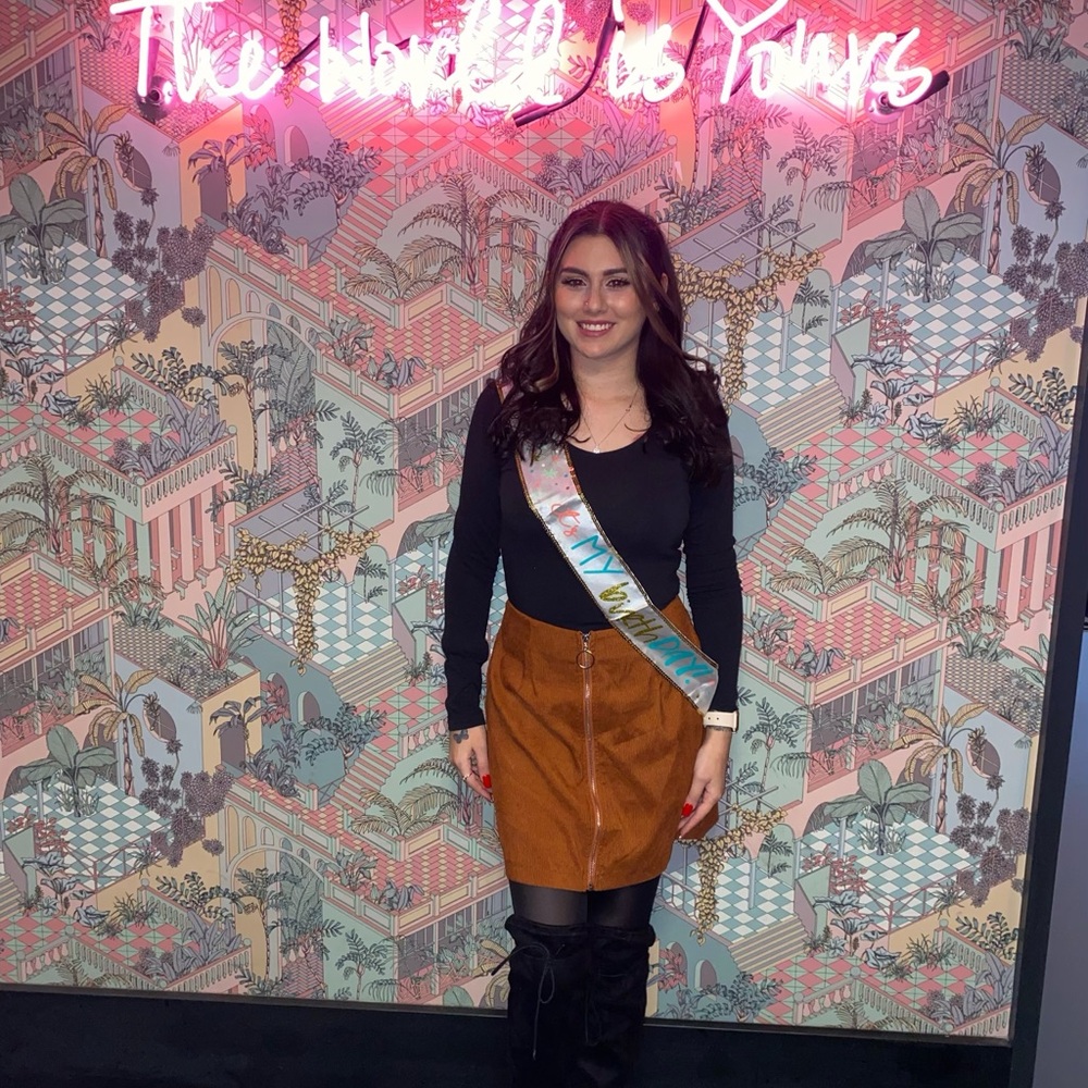 SHEIN Orange Mini Skirt with Ring Zipper